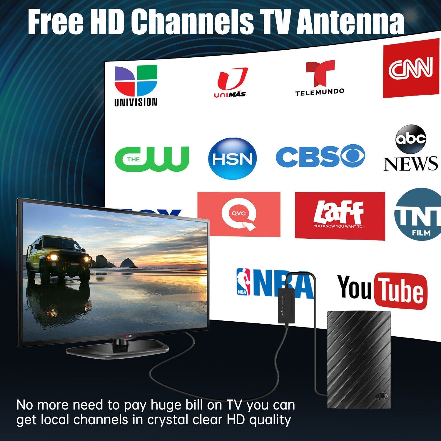 New 650 Miles Long Range Indoor HDTV 4K Digital Antenna - Antennaspro
